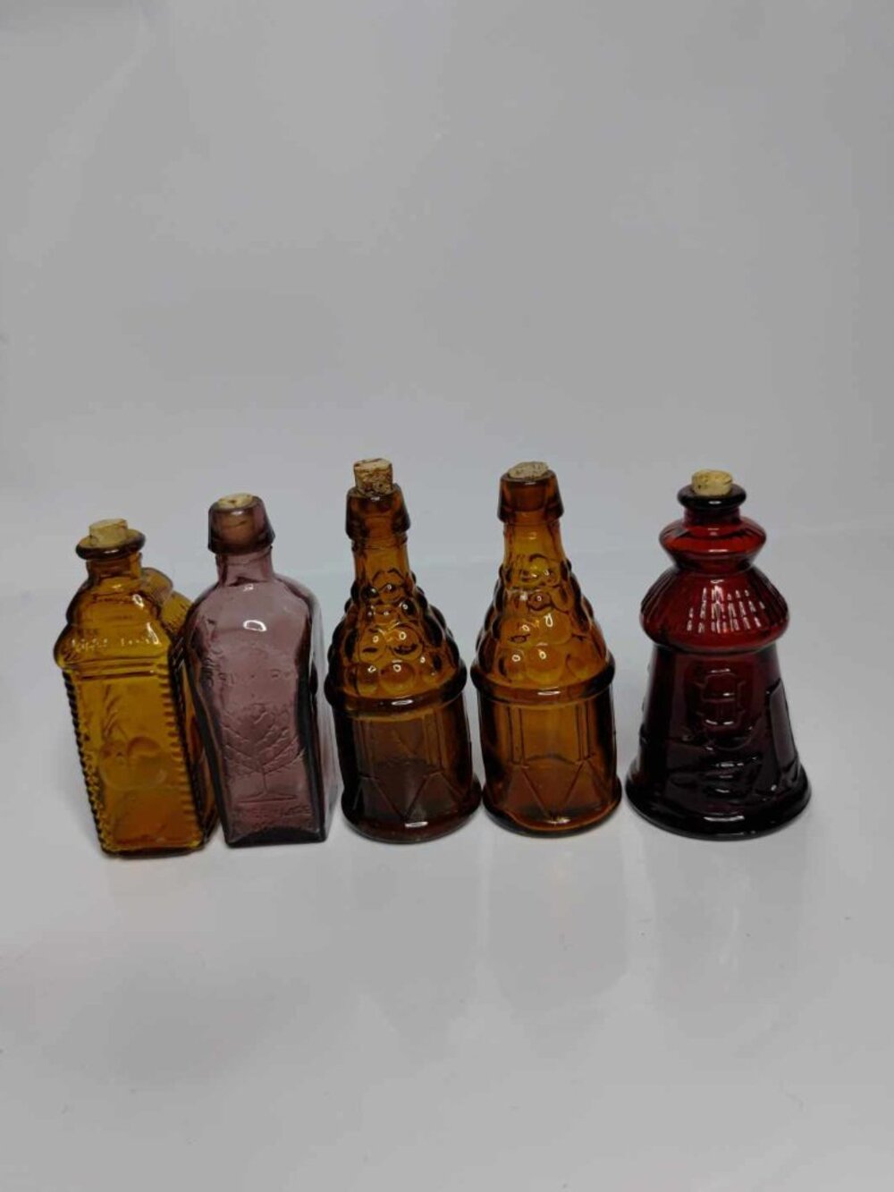 Mini Brown Bottles set - 5 small bottles  3"